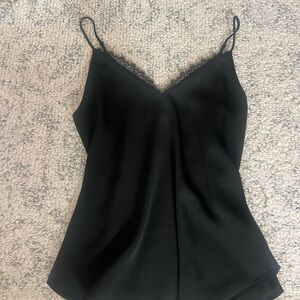 Elegant Black Lace Trim Cami Top